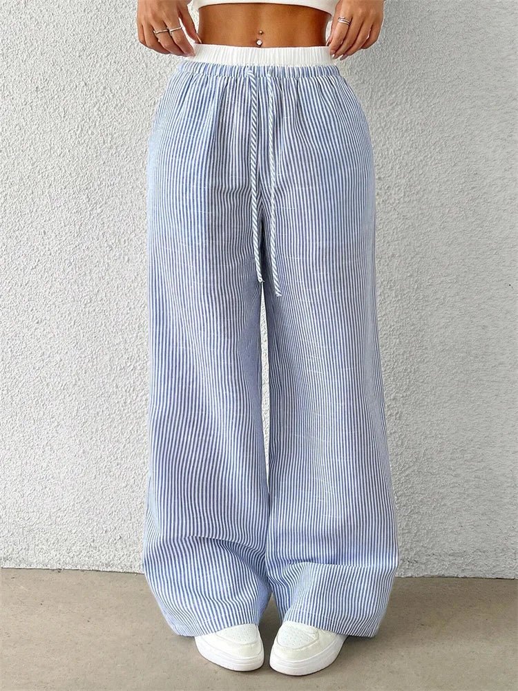 Daphne - Lässige Hose mit weitem Bein - Streifendruck - Image 2