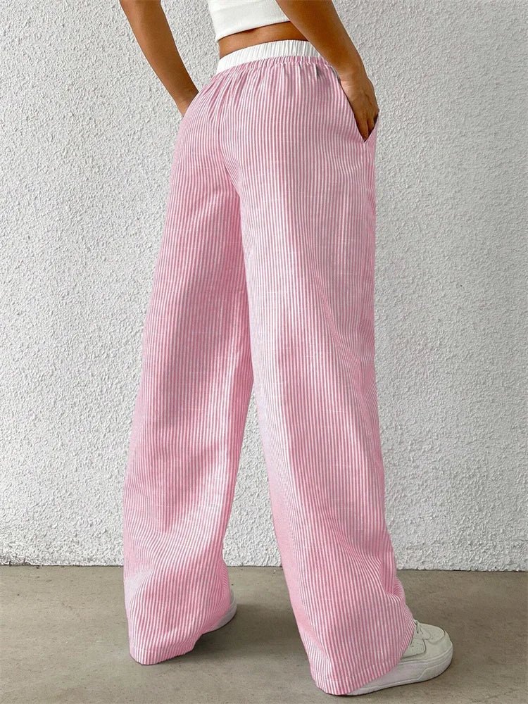 Daphne - Lässige Hose mit weitem Bein - Streifendruck - Image 3