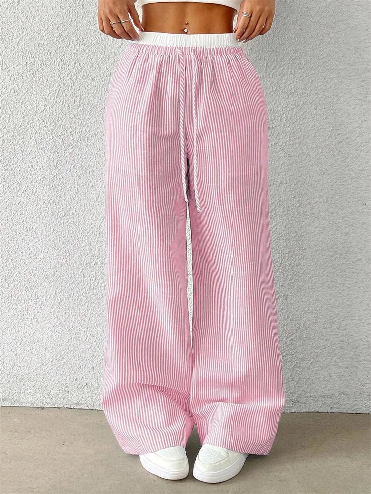Daphne - Lässige Hose mit weitem Bein - Streifendruck - Image 4