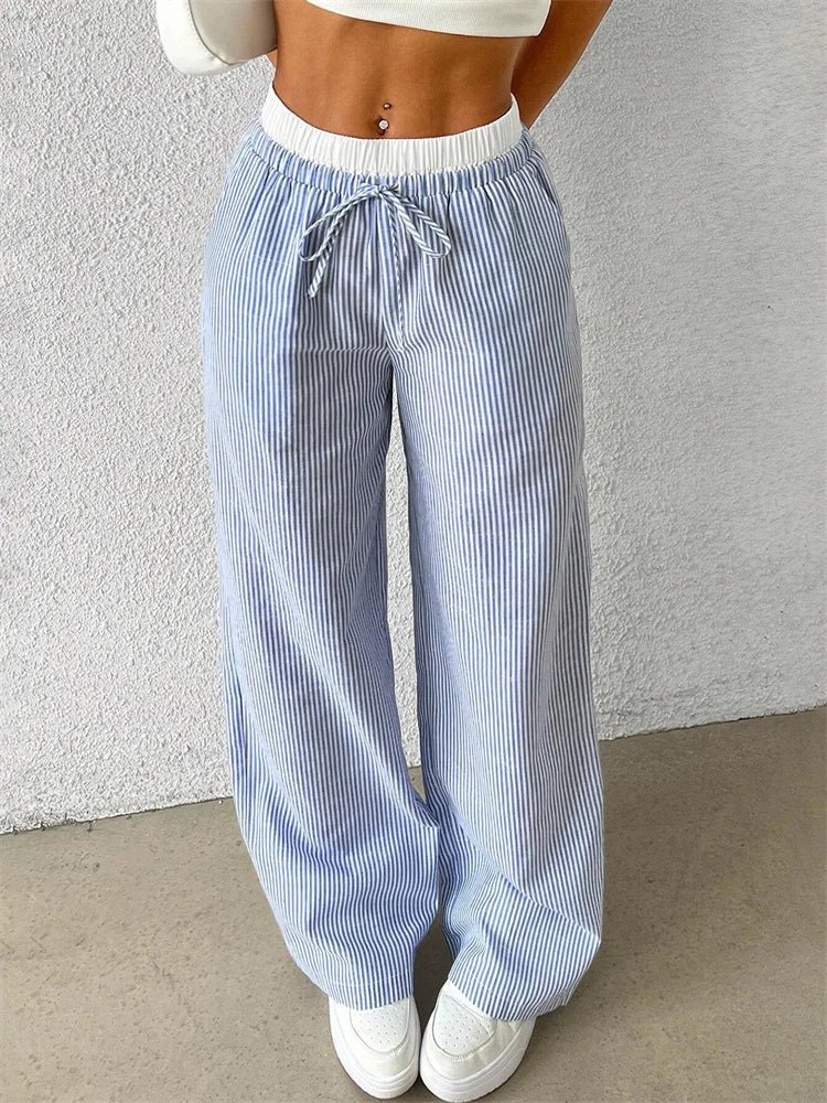 Daphne - Lässige Hose mit weitem Bein - Streifendruck - Image 5