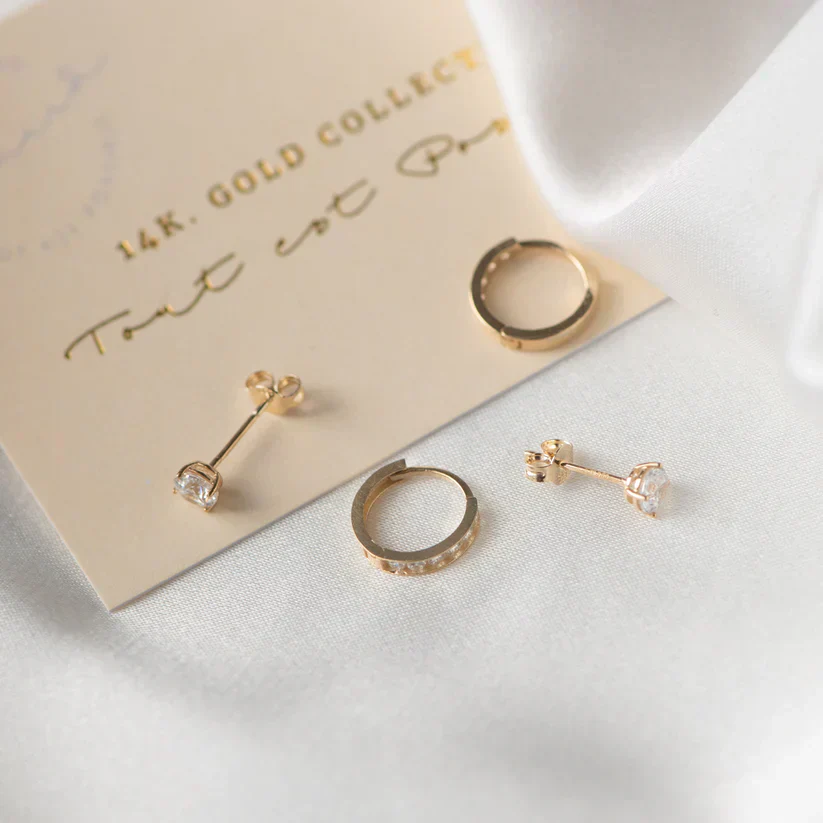 Dara Brillane Gold Earrings Set - Image 8