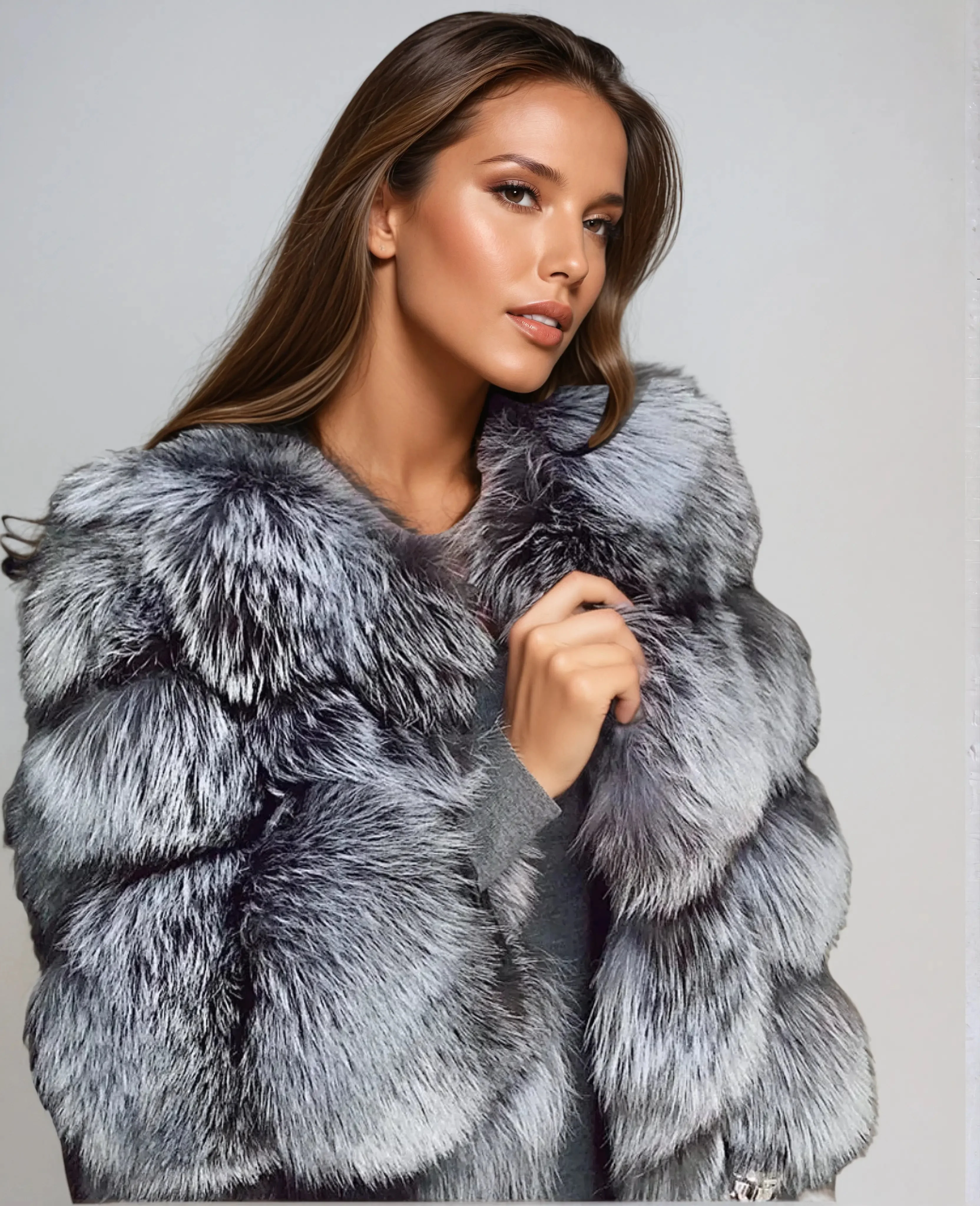 Daria | Elegante Kunstfell Jacke für Damen Schwarz - Image 2