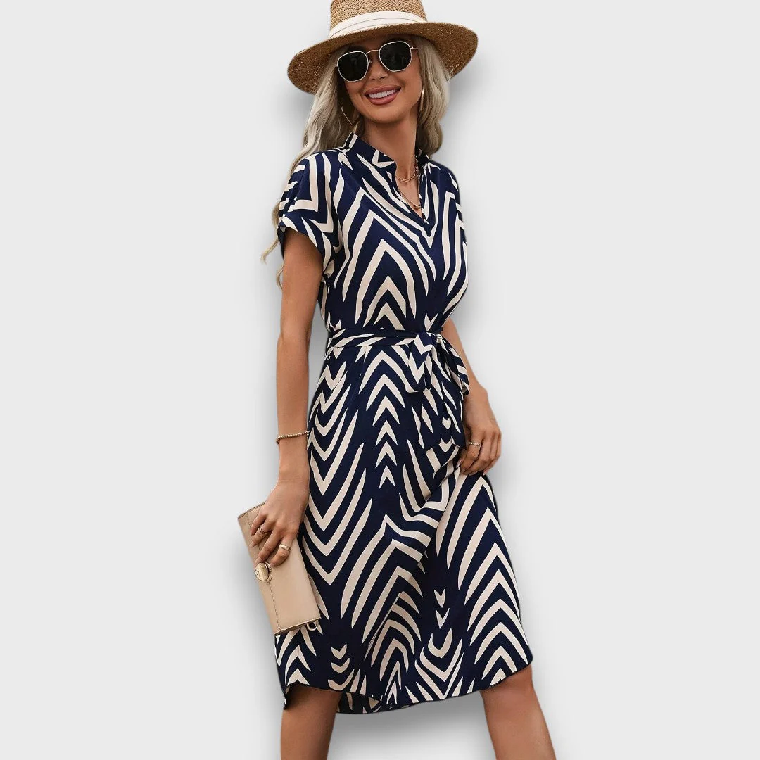 Delara – Gestreiftes Midikleid mit Taillenband - Image 4