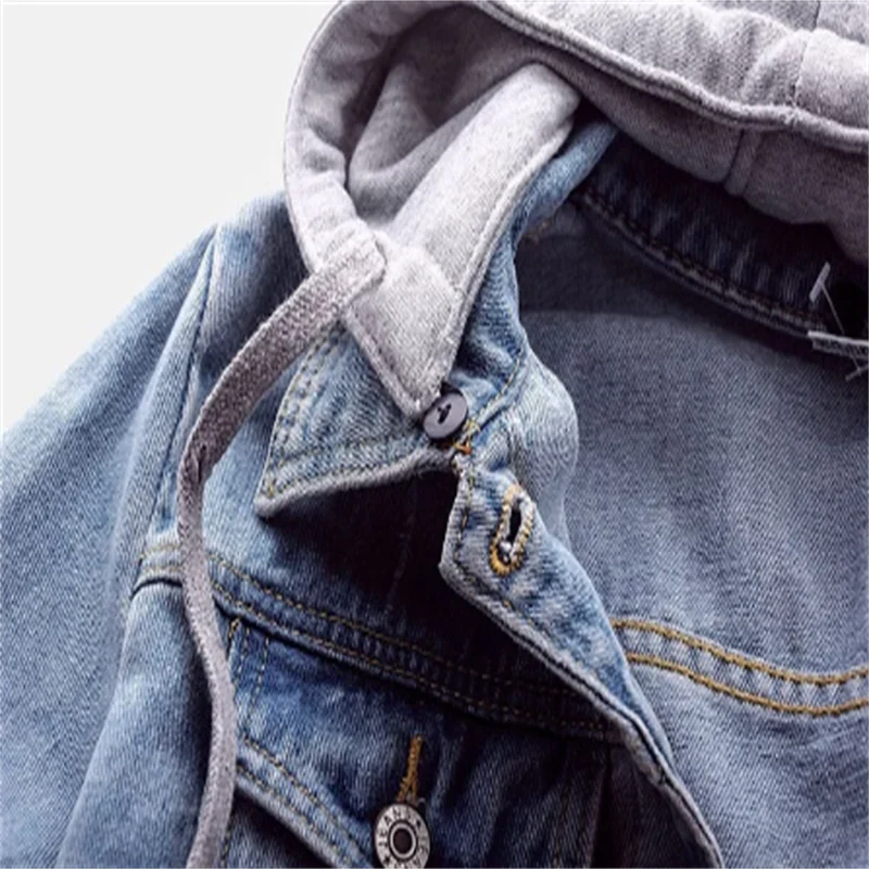Denim damen jacke mit abnehmbarer kapuze - Image 3