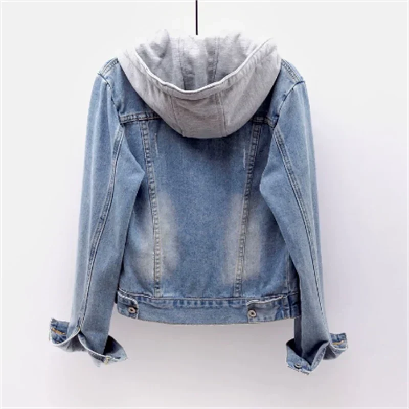 Denim damen jacke mit abnehmbarer kapuze - Image 4