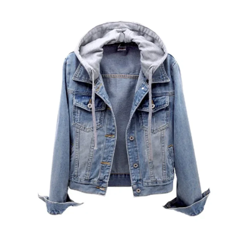 Denim damen jacke mit abnehmbarer kapuze - Image 5