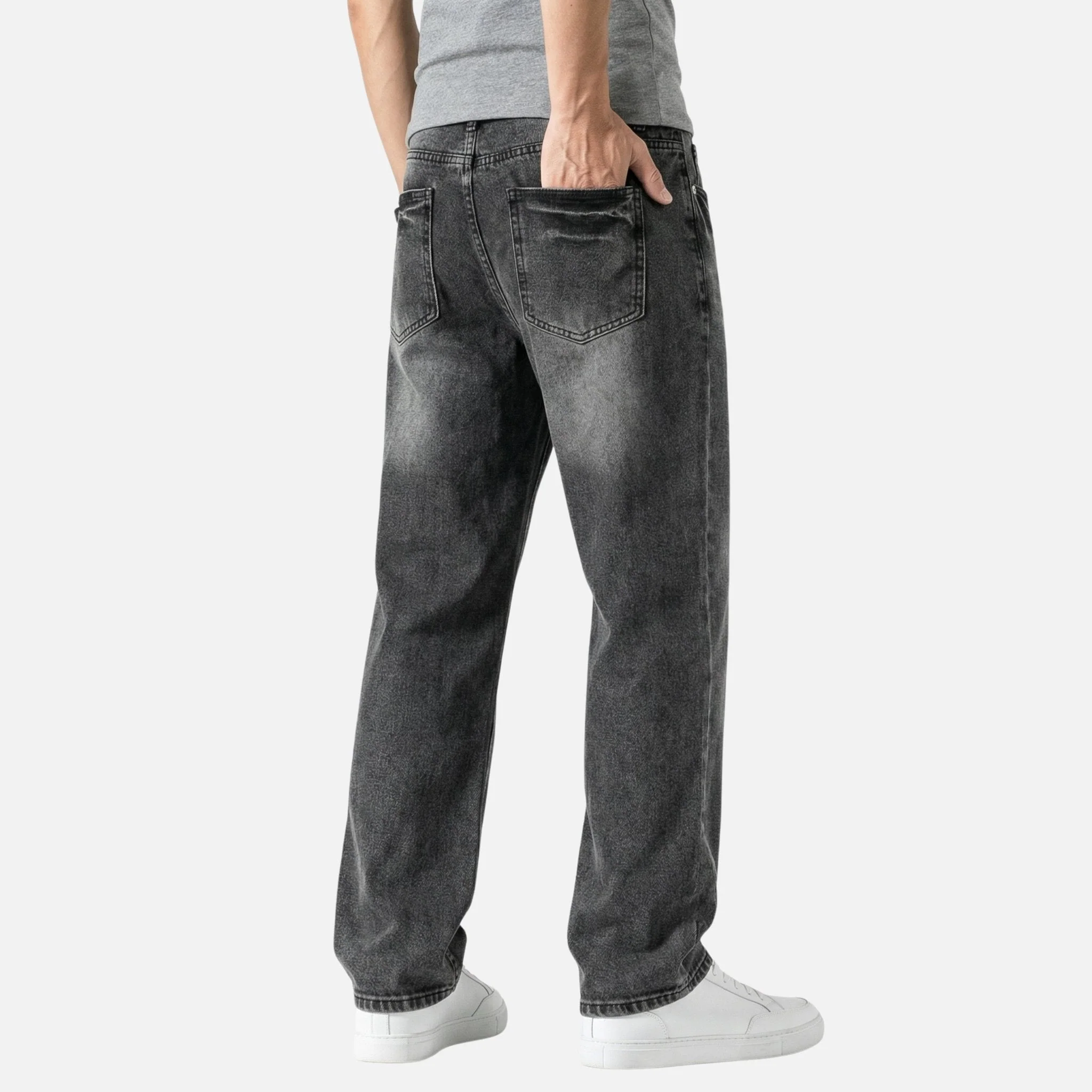Jonas | Herren Denim-Jeans Gerades Bein Lässliche Waschung – Straight Leg Jeans Herren
