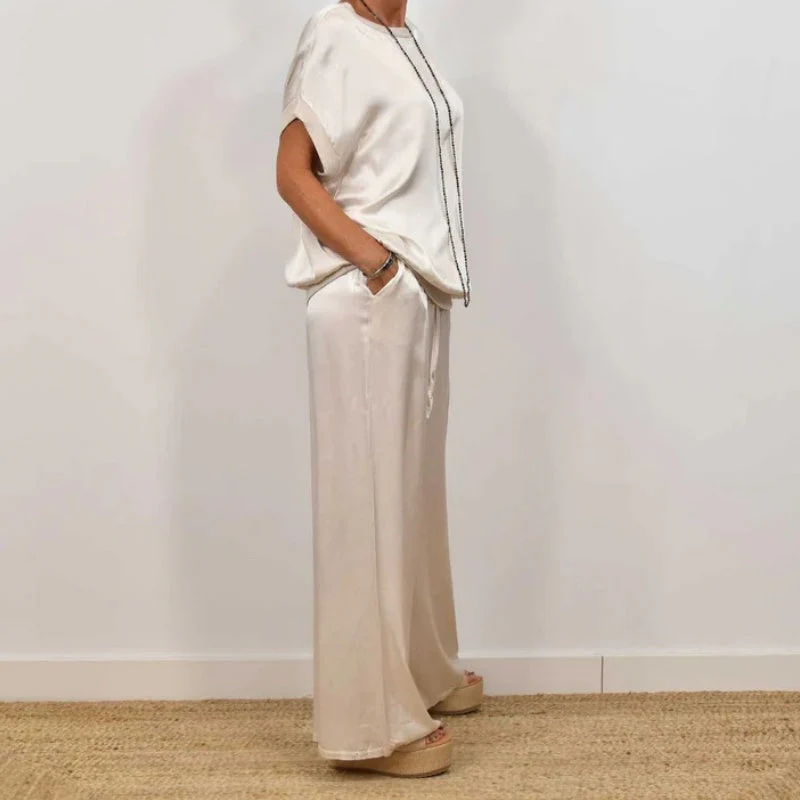 DENISE - SET AUS SATINTOP UND FLIESSENDER HOSE