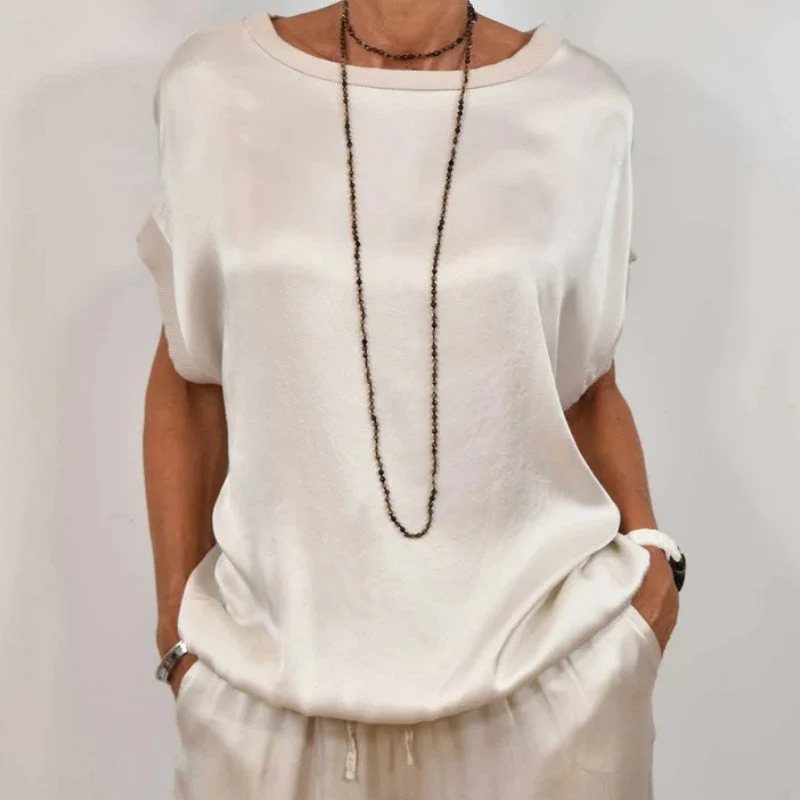DENISE - SET AUS SATINTOP UND FLIESSENDER HOSE - Image 2