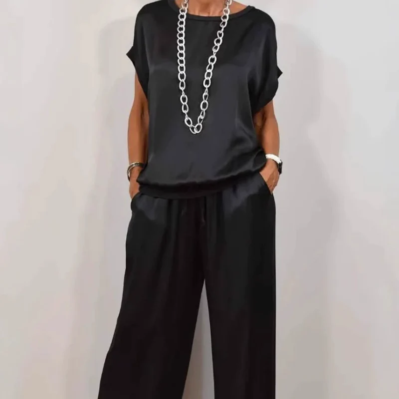 DENISE - SET AUS SATINTOP UND FLIESSENDER HOSE - Image 3