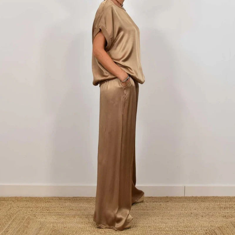 DENISE - SET AUS SATINTOP UND FLIESSENDER HOSE - Image 5
