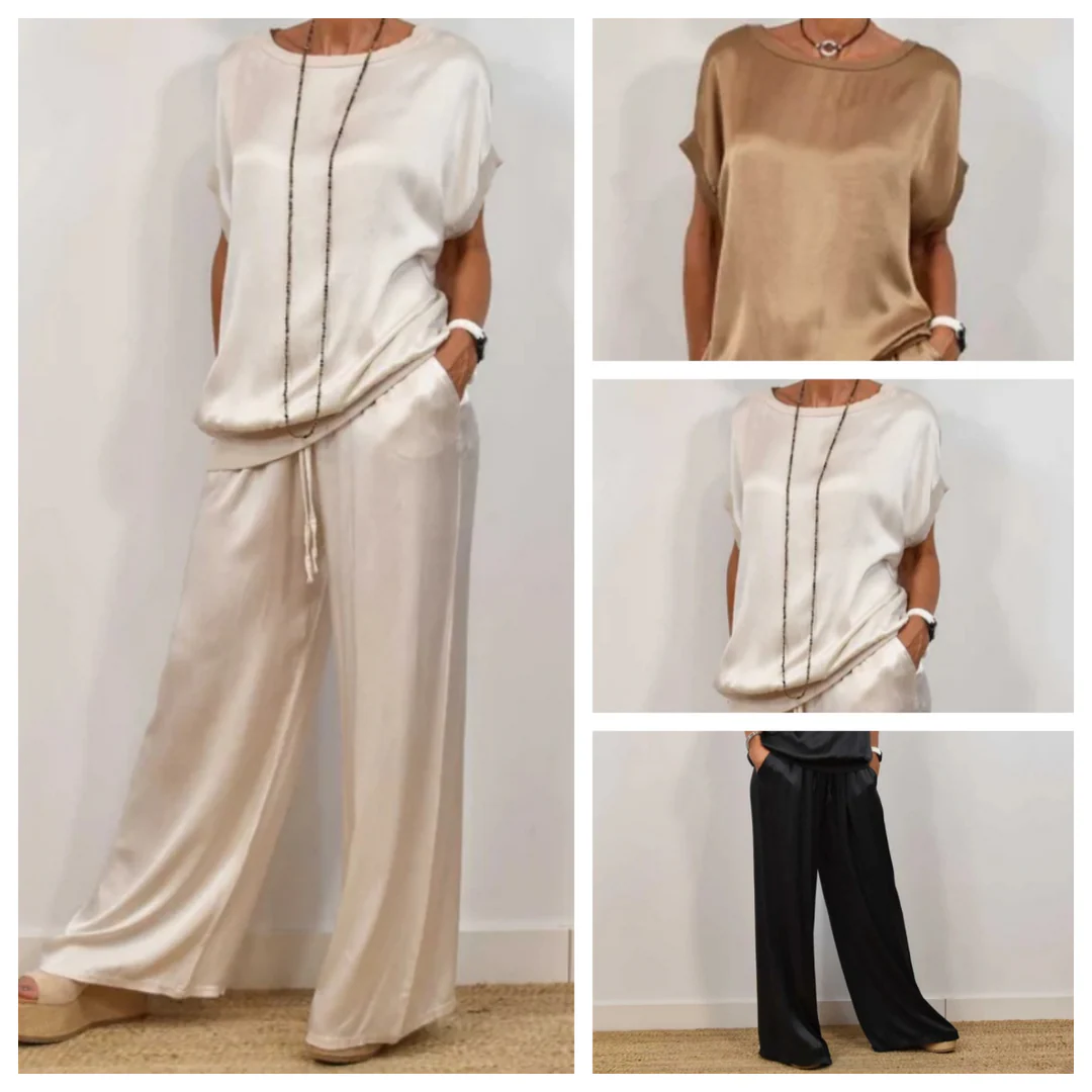 DENISE - SET AUS SATINTOP UND FLIESSENDER HOSE - Image 6
