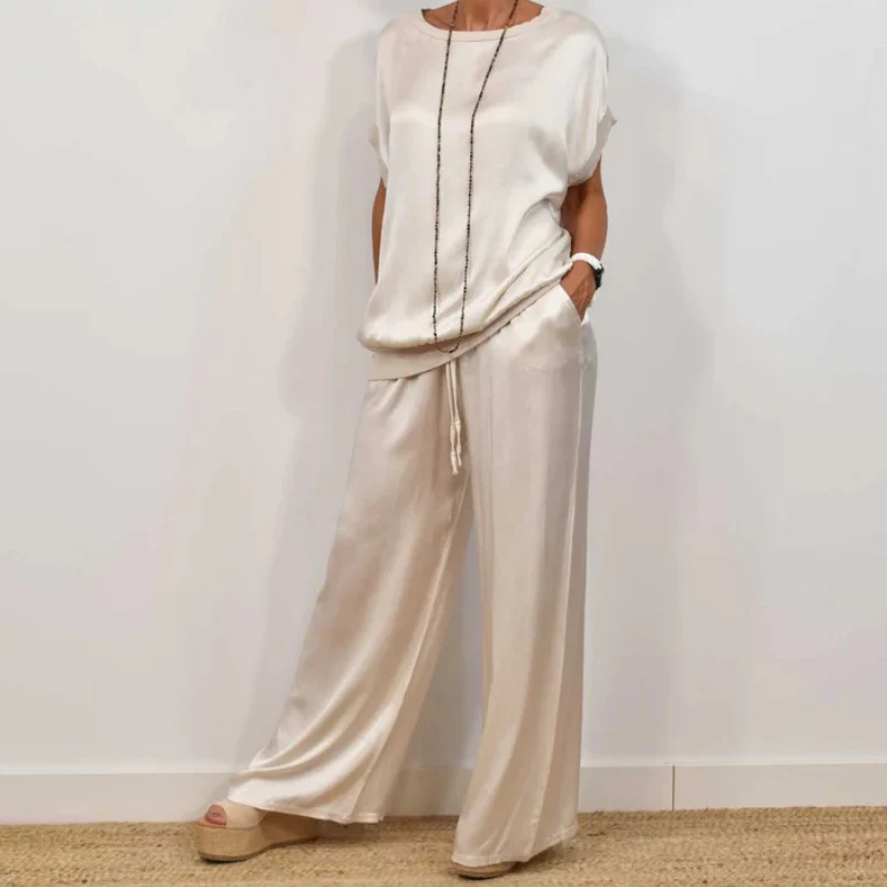 DENISE - SET AUS SATINTOP UND FLIESSENDER HOSE - Image 7