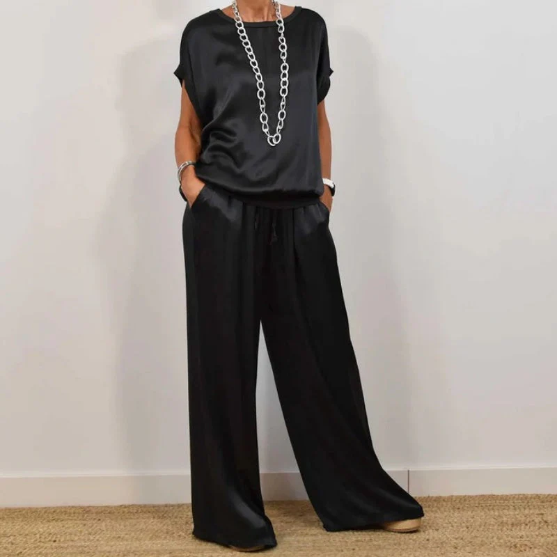 DENISE - SET AUS SATINTOP UND FLIESSENDER HOSE - Image 8