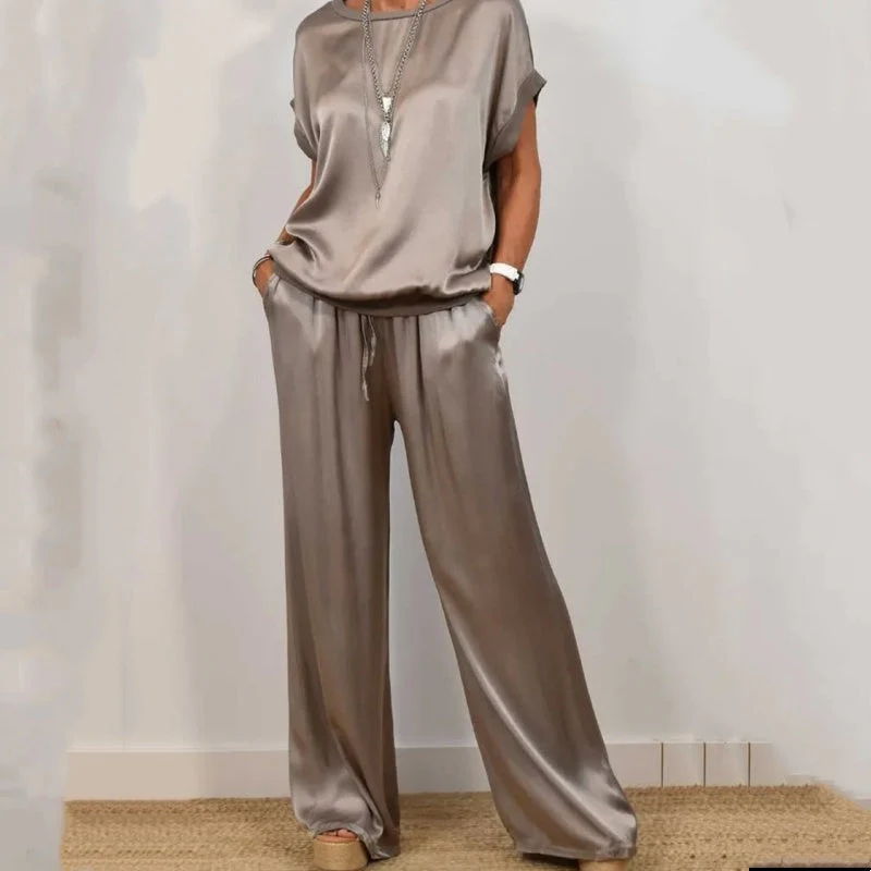 DENISE - SET AUS SATINTOP UND FLIESSENDER HOSE - Image 9