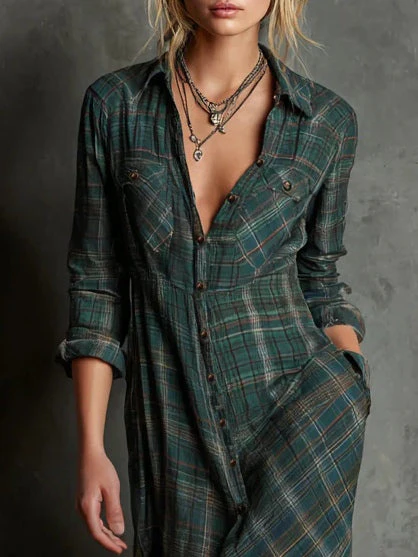 Devine™ - Langes Kleid mit Grünem Karomuster - Image 2