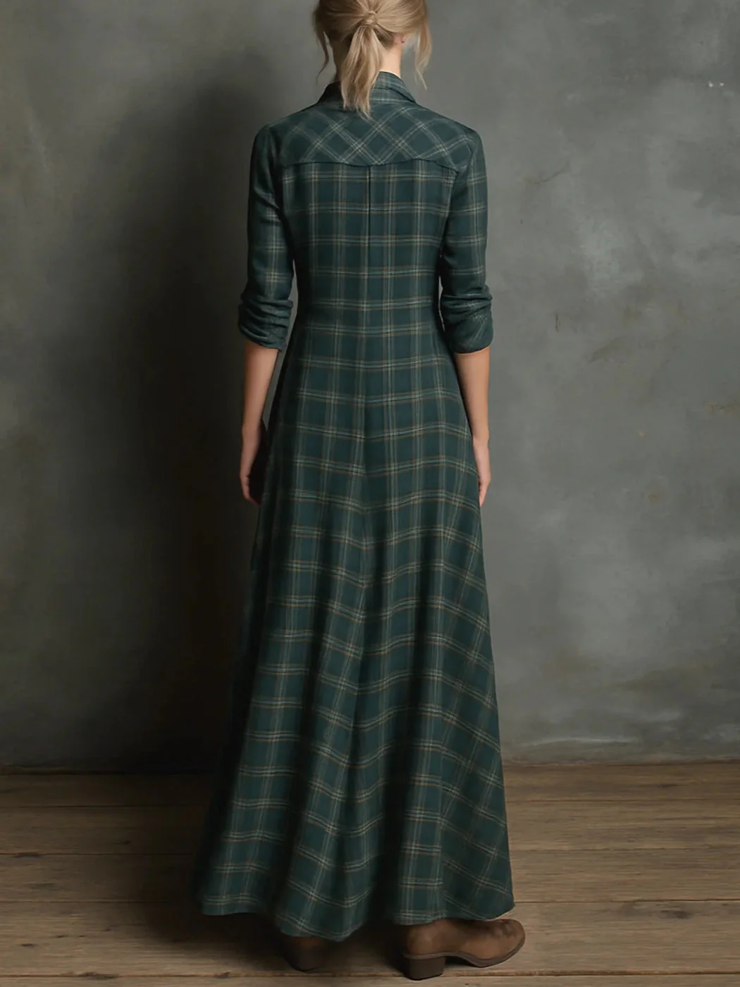 Devine™ - Langes Kleid mit Grünem Karomuster - Image 3