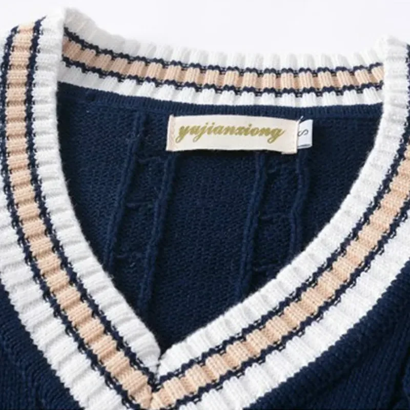Dicker V-Ausschnitt ärmelloser Strickpullover