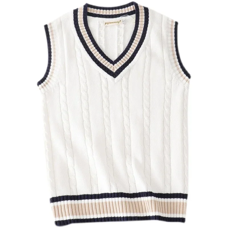 Dicker V-Ausschnitt ärmelloser Strickpullover - Image 3