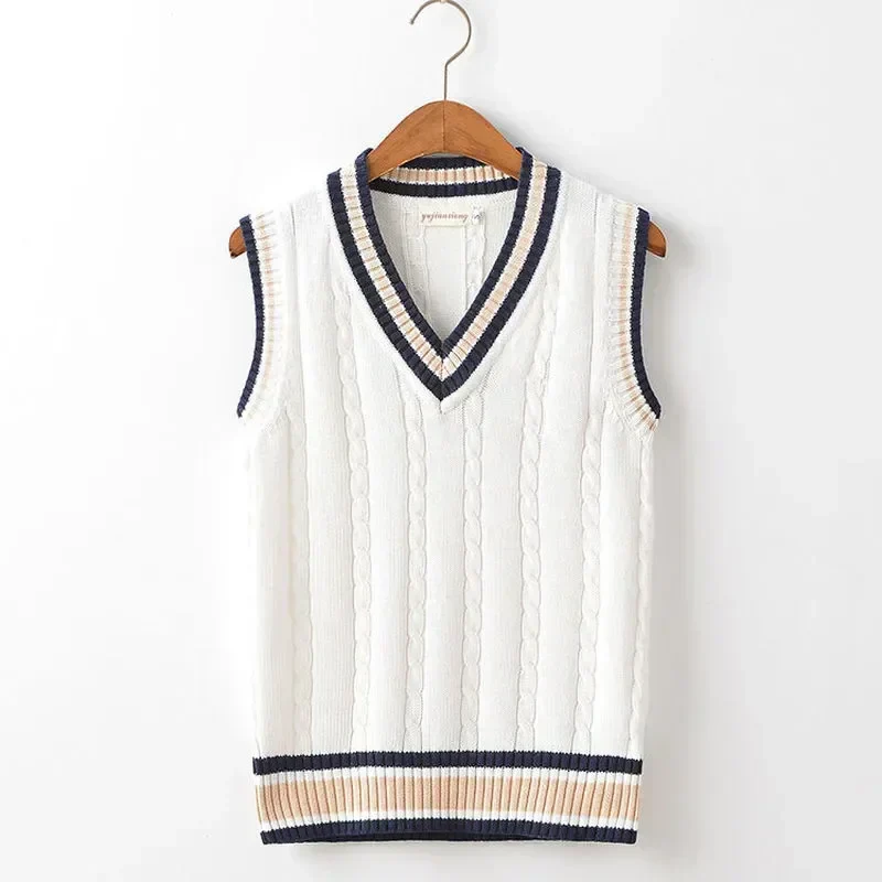 Dicker V-Ausschnitt ärmelloser Strickpullover - Image 4
