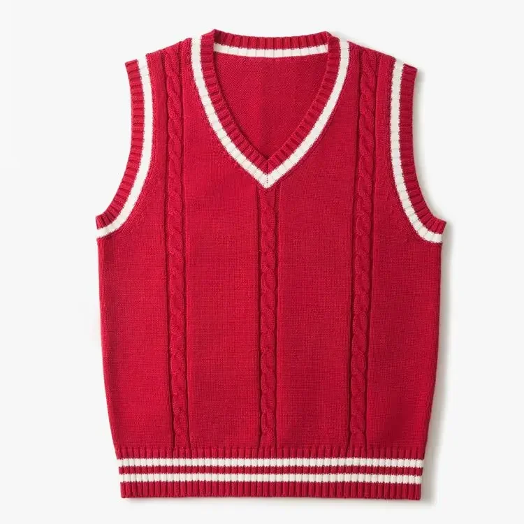 Dicker V-Ausschnitt ärmelloser Strickpullover - Image 5
