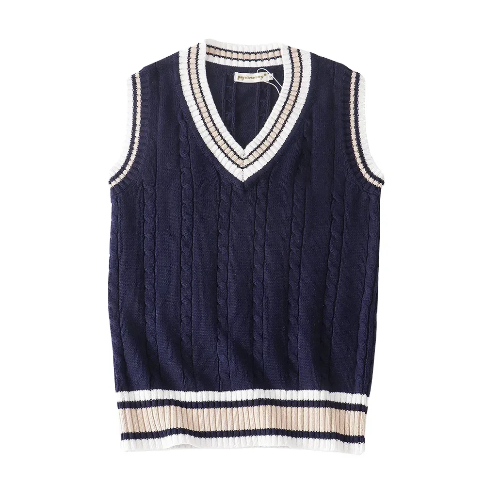Dicker V-Ausschnitt ärmelloser Strickpullover - Image 7