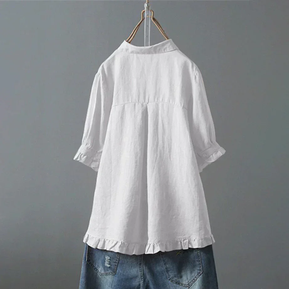 Dinie™ | Elegante Baumwollbluse mit kurzen Ärmeln