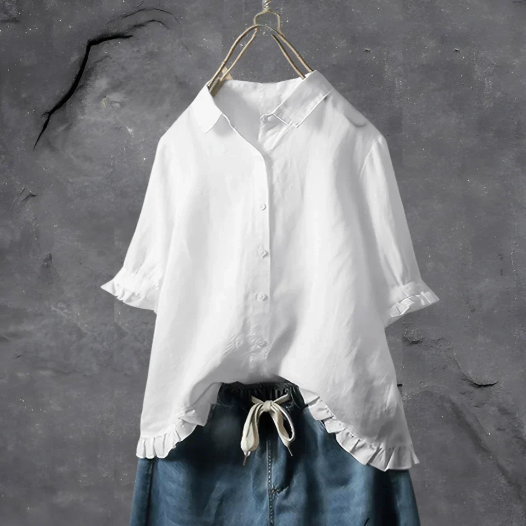 Dinie™ | Elegante Baumwollbluse mit kurzen Ärmeln - Image 2