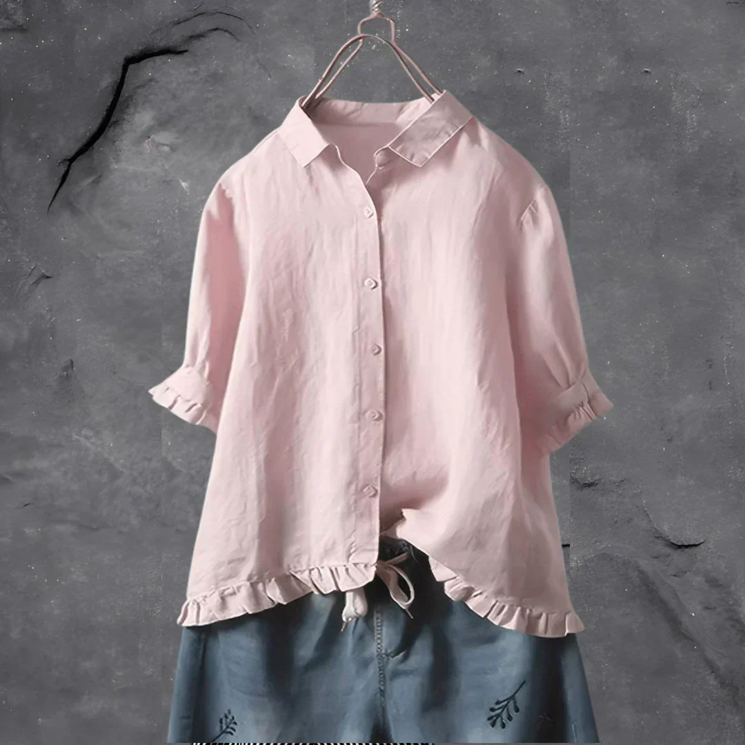 Dinie™ | Elegante Baumwollbluse mit kurzen Ärmeln - Image 4