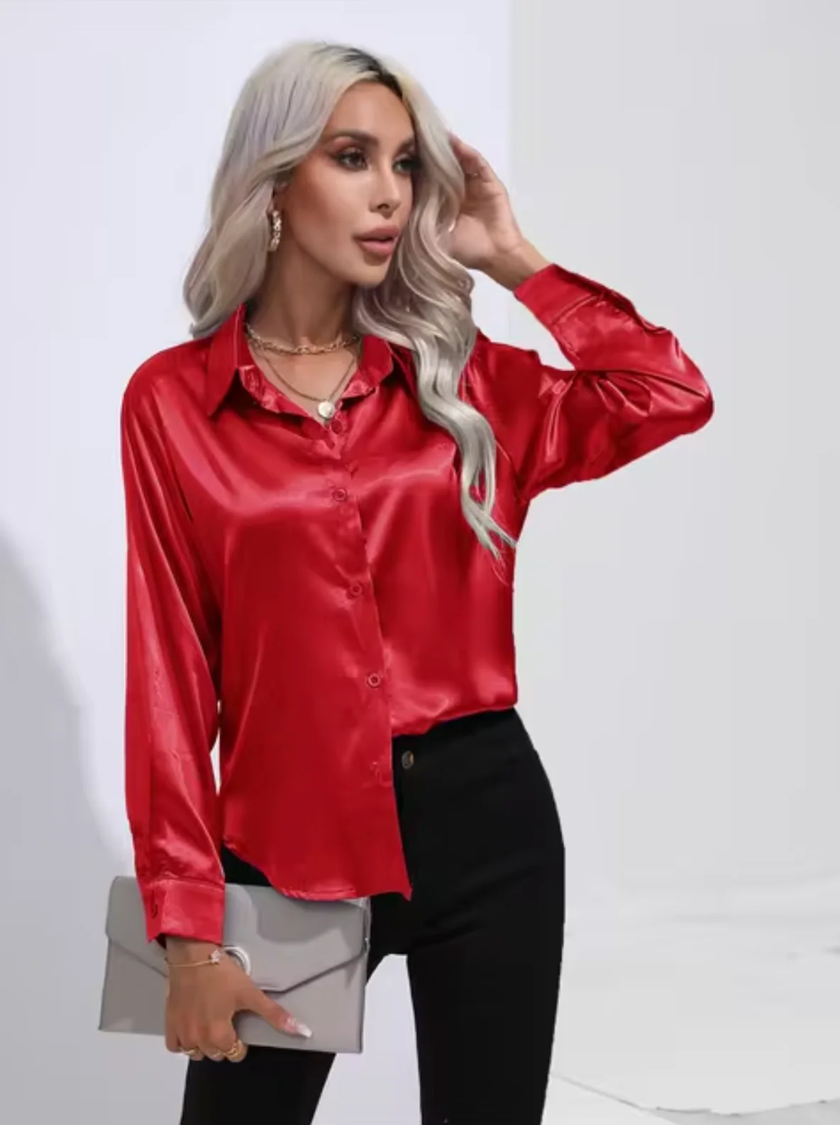Doreen | Elegante Satin Charm Bluse - Image 10