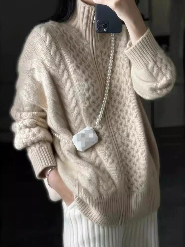 Dorian | Grobstrick Rollkragen Cardigan
