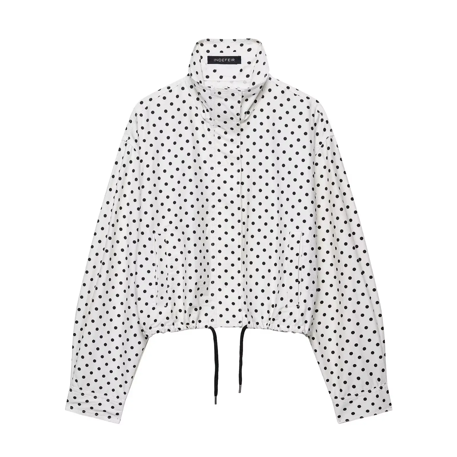 Dotty | Leichte Polka-Dot-Jacke mit Stehkragen &amp; Kordelzug - Image 2