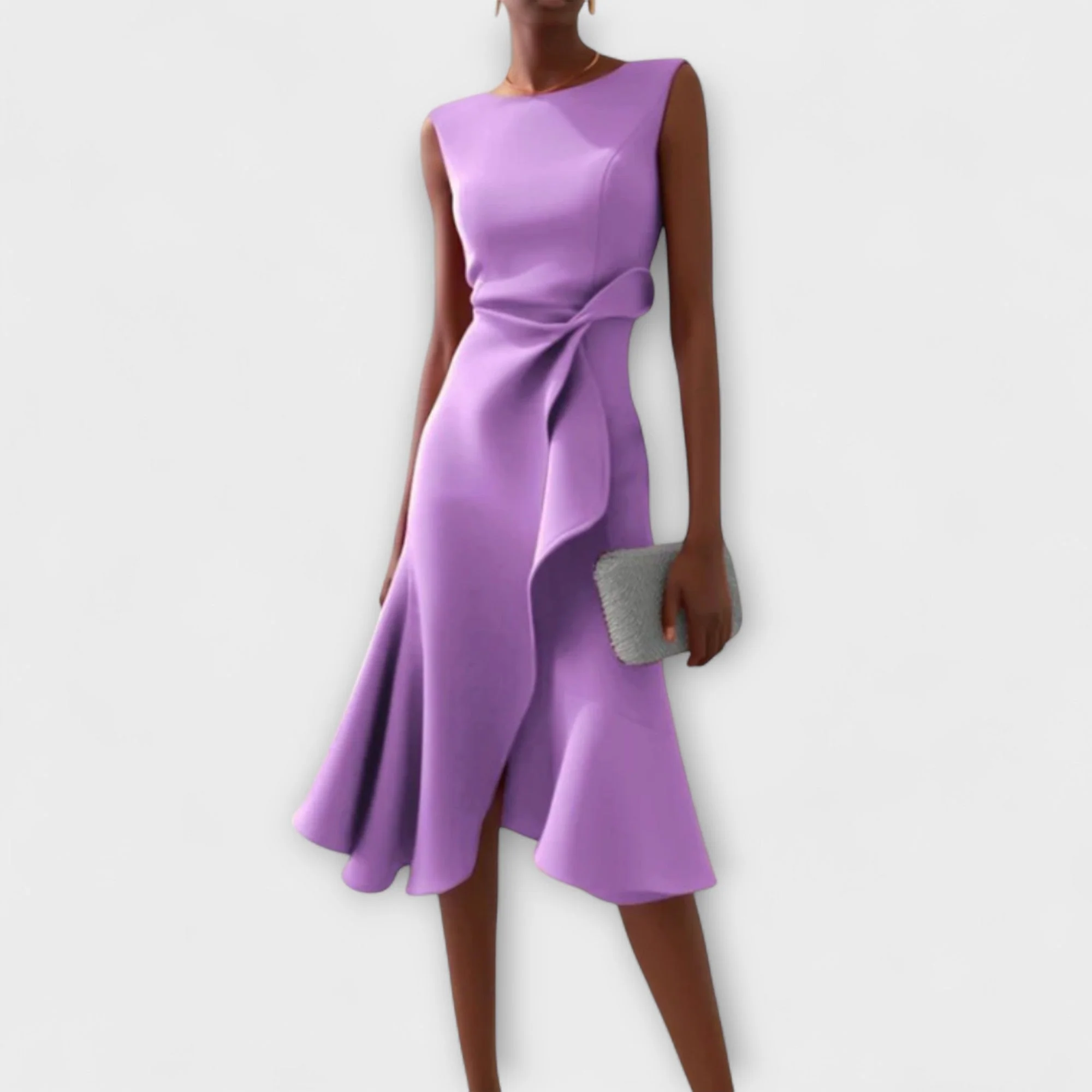 Drapiertes asymmetrisches Midikleid für Damen – Elegantes Sommerkleid - Image 5