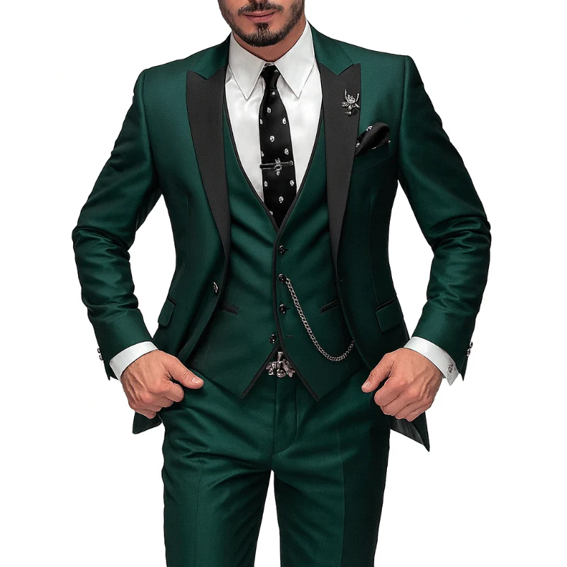 Dreiteiliger Herrenanzug aus Leinen – Blazer, Weste und Hose für Eleganz - Image 2