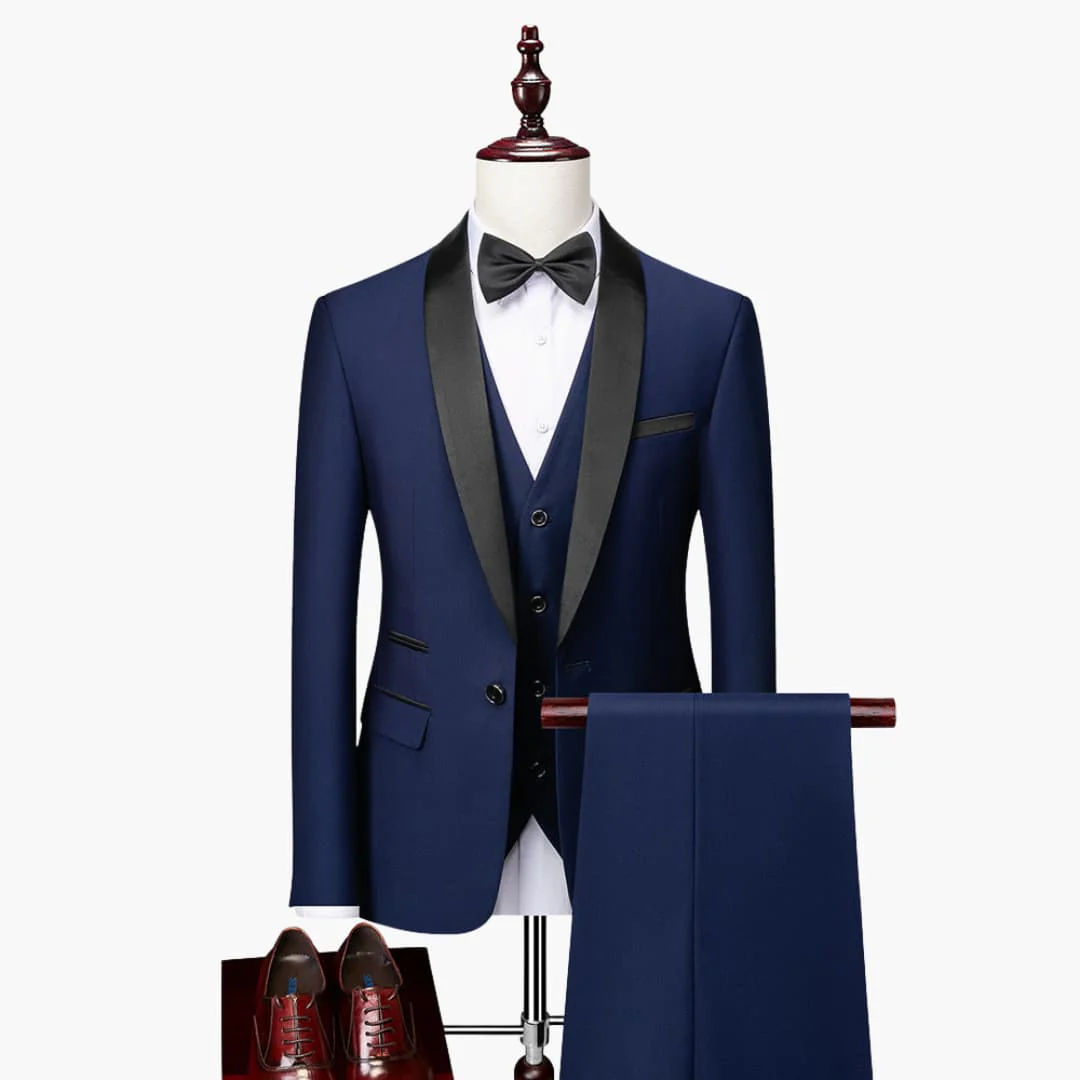 Dreiteiliger Slim-Fit-Anzug für Herren mit Sakko mit fallendem Revers - Image 2