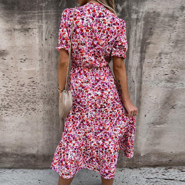 Edith | Blümchenkleid mit asymmetrischem Saum