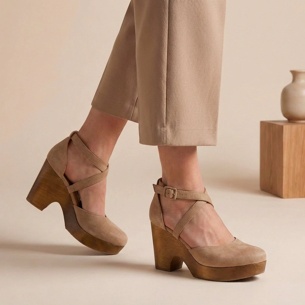 Edith | Damen Blockabsatz Riemen Plattform Heels - Image 4