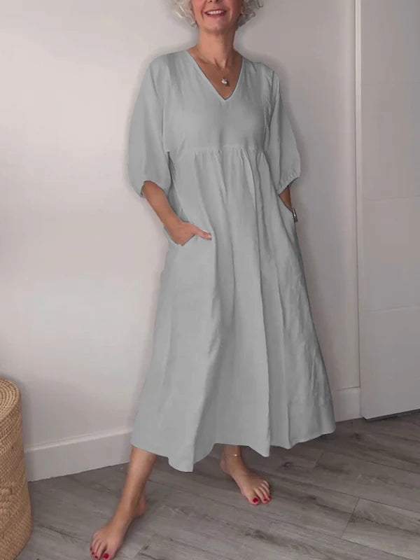 Eeva™ - Lässiges Midikleid mit V-Ausschnitt und Taschen - Image 3