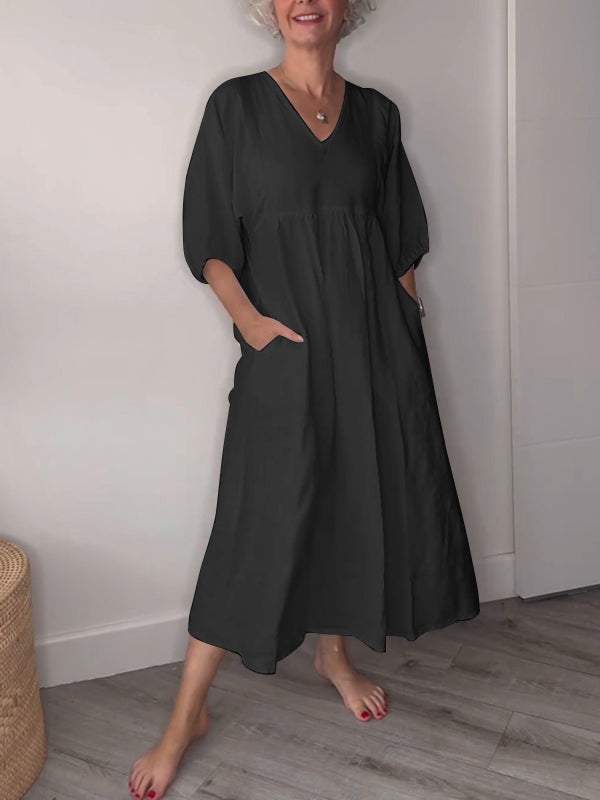 Eeva™ - Lässiges Midikleid mit V-Ausschnitt und Taschen - Image 6