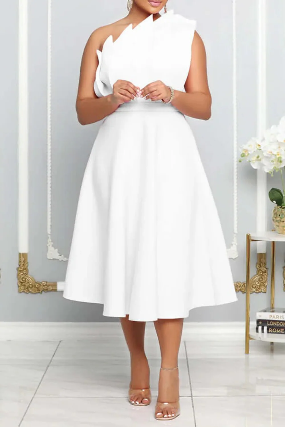 Ein-Schulter-Cocktailkleid für Damen | Midi - Image 6