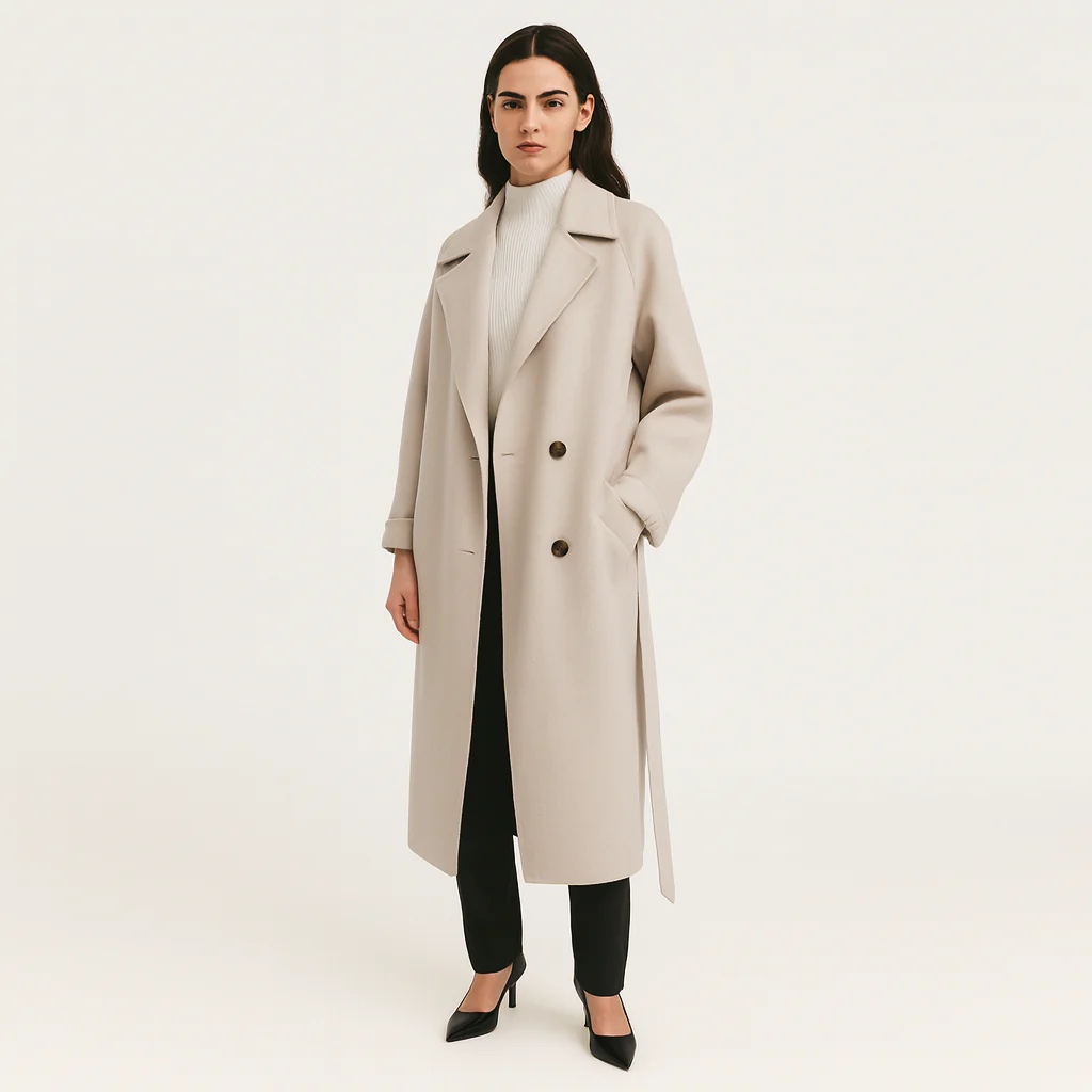 Elara | Eleganter langer Wintermantel aus Wollmischung