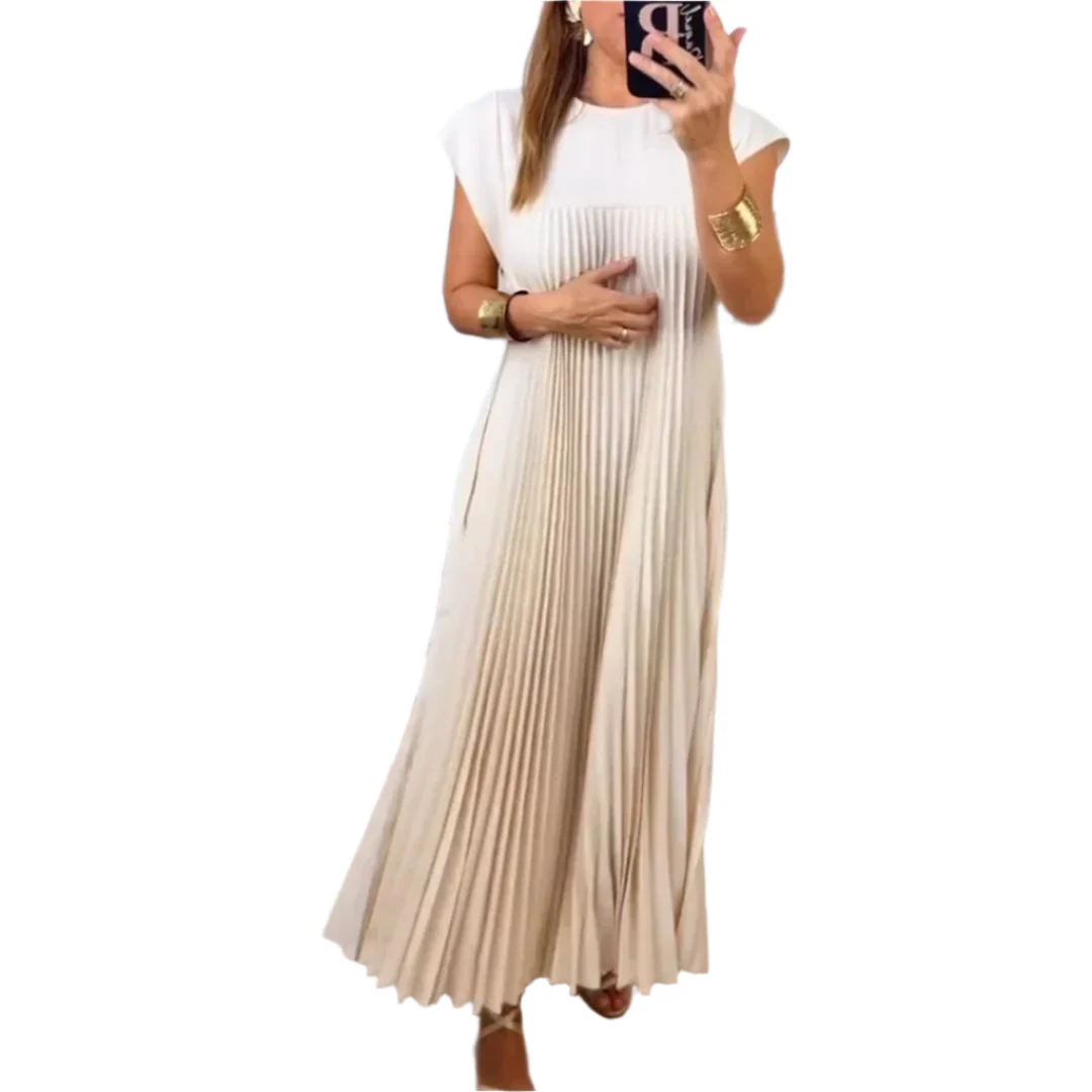 Elara Plissierter Maxikleid mit kurzen Ärmeln - Image 4