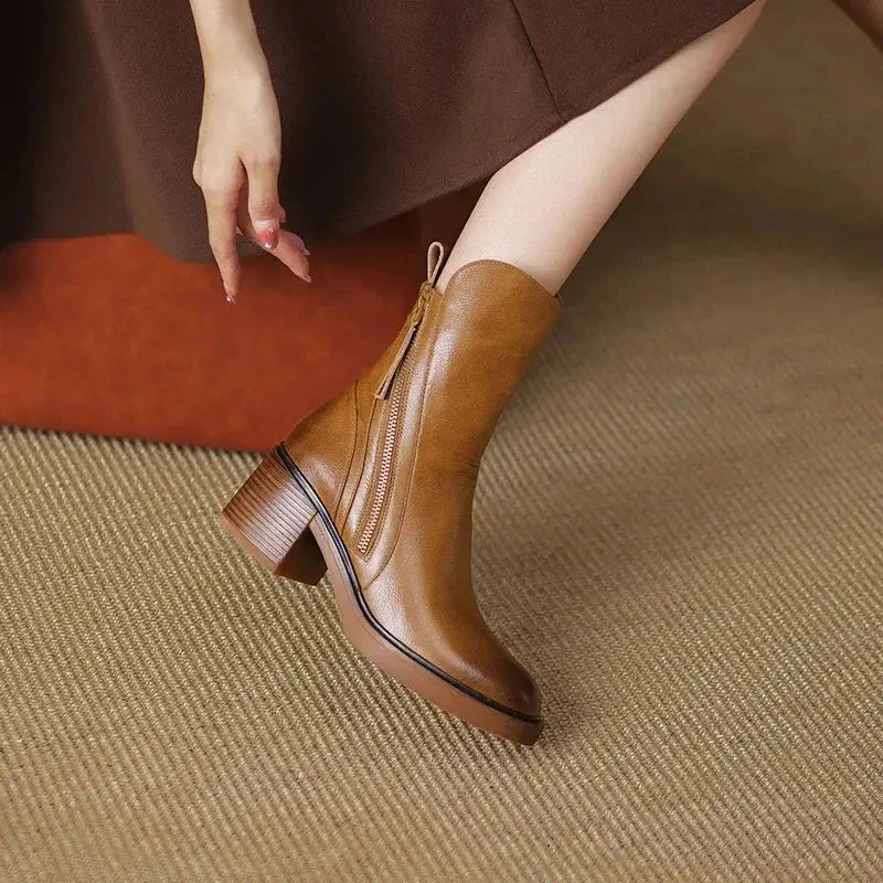 Elegante Damen Lederstiefeletten - Image 2