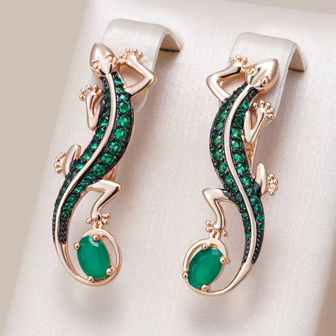 Elegante grüne Salamander-Ohrringe