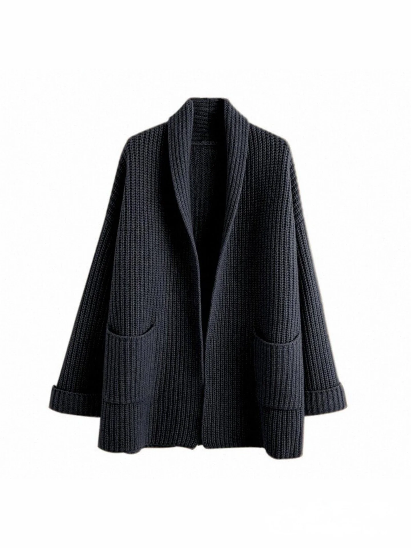 Elegante Lange Strickjacke | mit Taschen