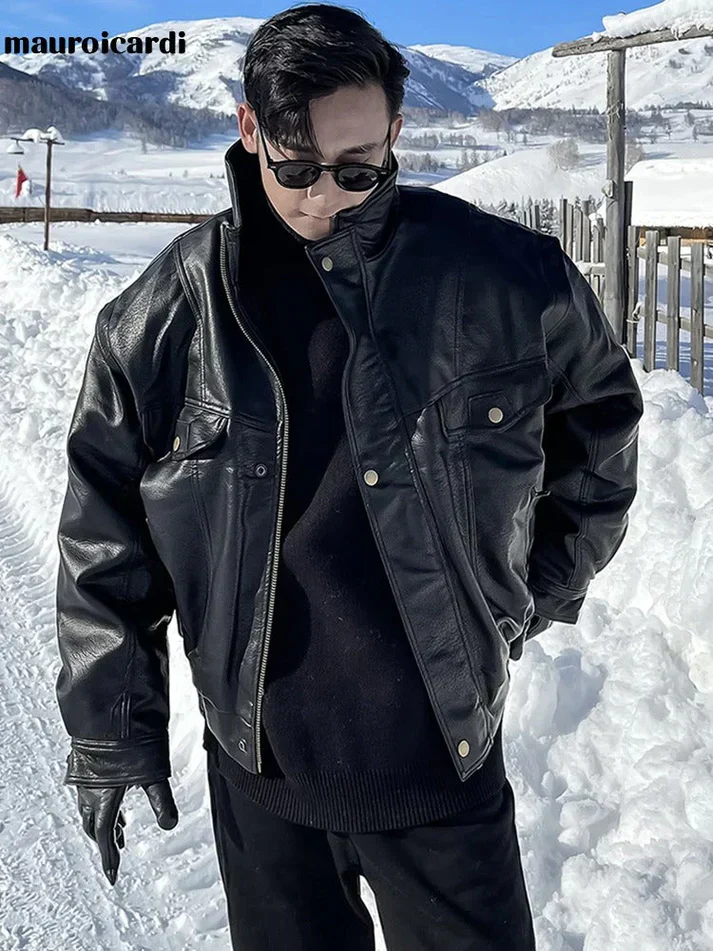 Elegante lederjacke im oversized-fit für herren | perfekt für den alltag - Image 3