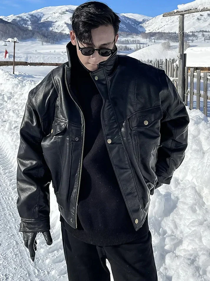 Elegante lederjacke im oversized-fit für herren | perfekt für den alltag - Image 7