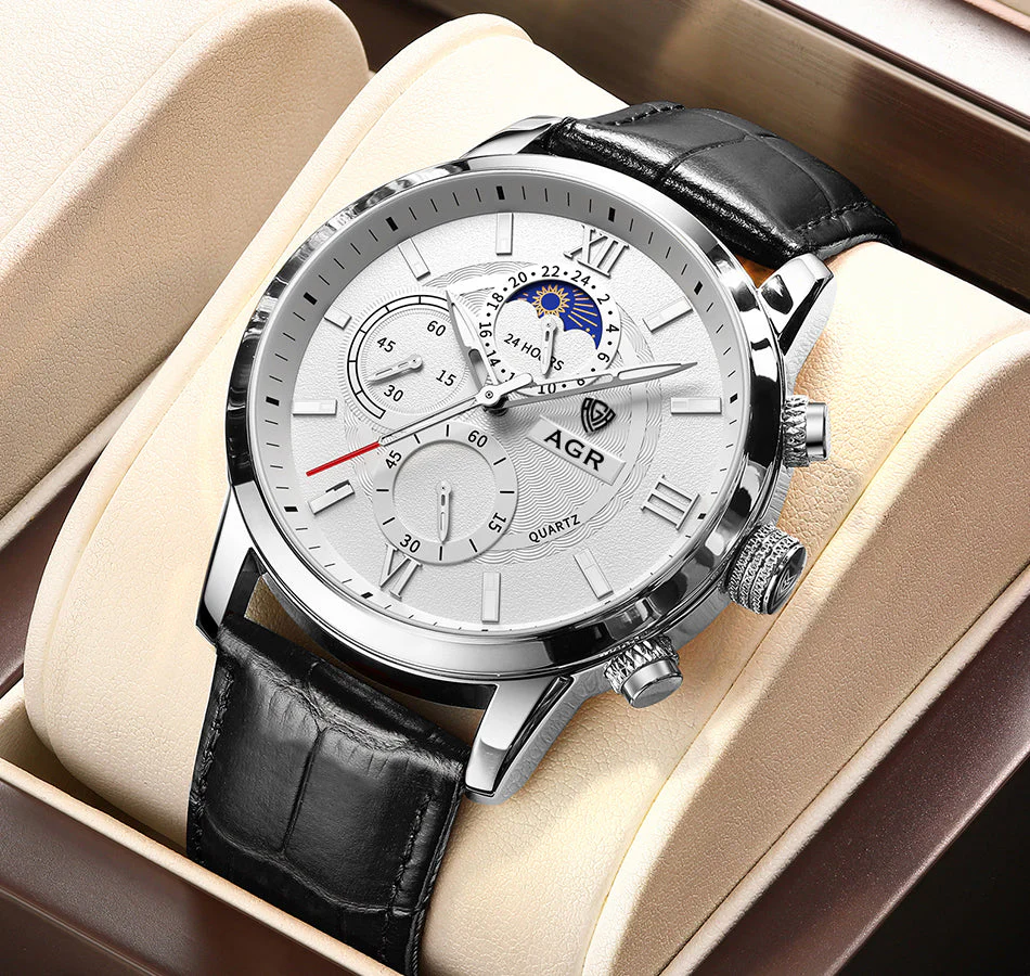 Elegante Quarzuhr mit luxuriösem Lederarmband - Image 4