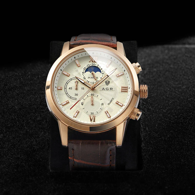 Elegante Quarzuhr mit luxuriösem Lederarmband - Image 7