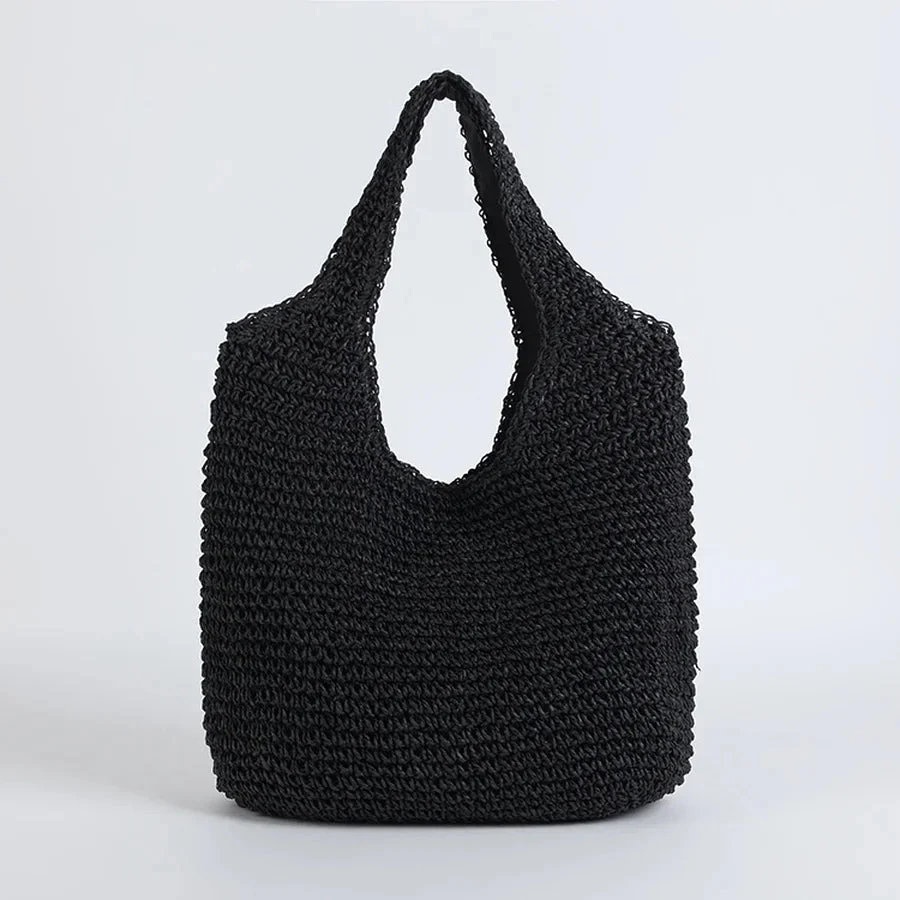 Elegante Strandtasche aus Stroh für Damen, großes Fassungsvermögen, Korbgeflecht - Image 6